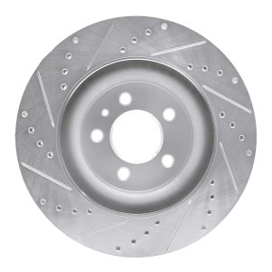 Ford Mustang Brake Rotor (1) - Front Right - R1 Concepts - Drilled & Slotted - Silver - `11-`14